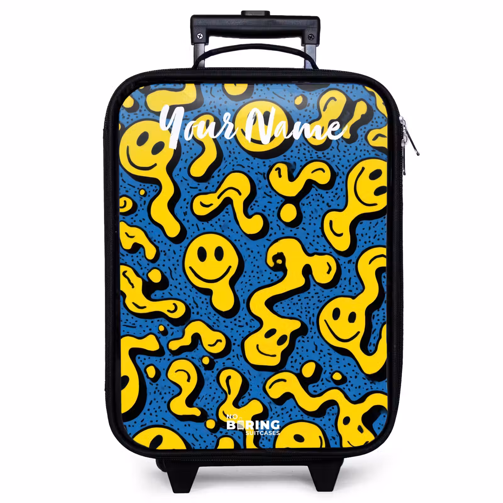 Children's suitcase with name - Smiley - Yellow - Blue — 1