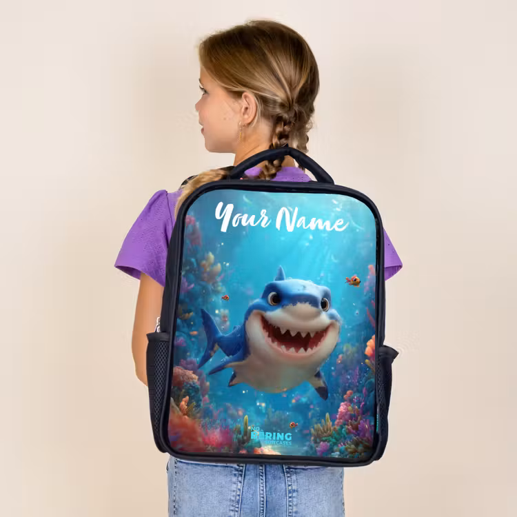 Kids backpack with name - Black - Reef - Coral - Shark - Animal — 4
