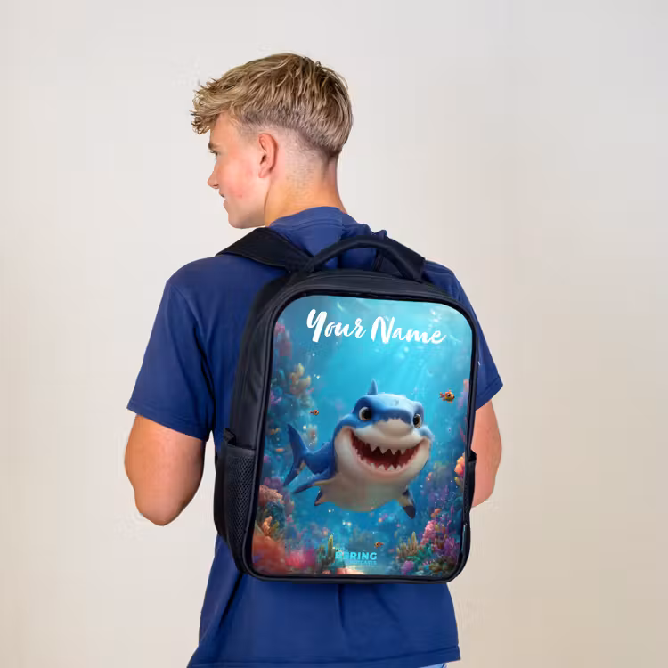 Kids backpack with name - Black - Reef - Coral - Shark - Animal — 5