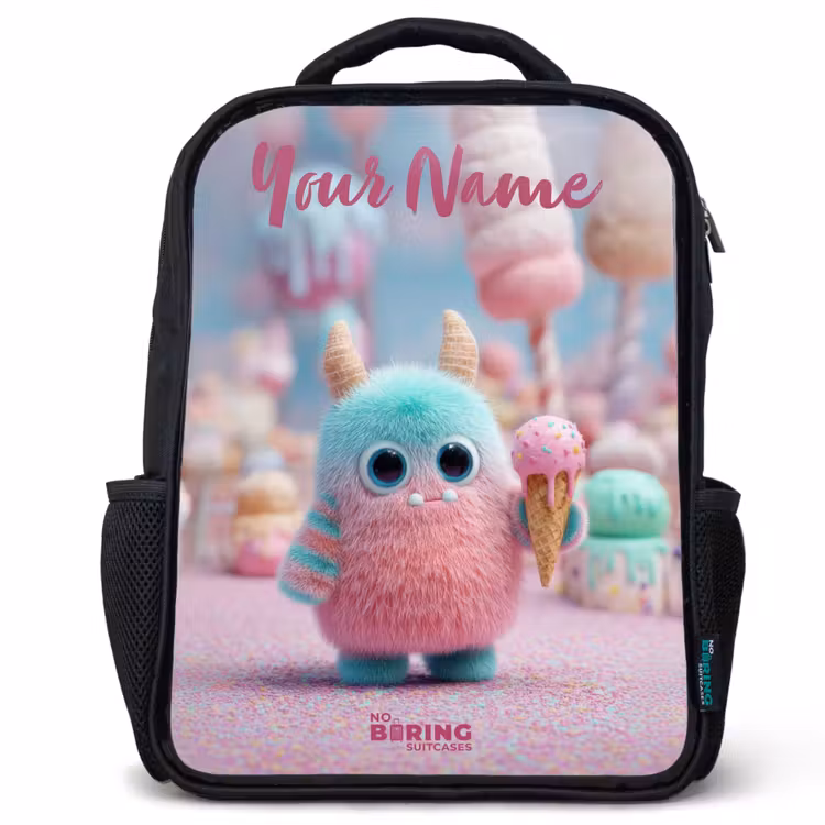 Kids backpack with name - Black - Sweet Monster Candy Adventure — 1