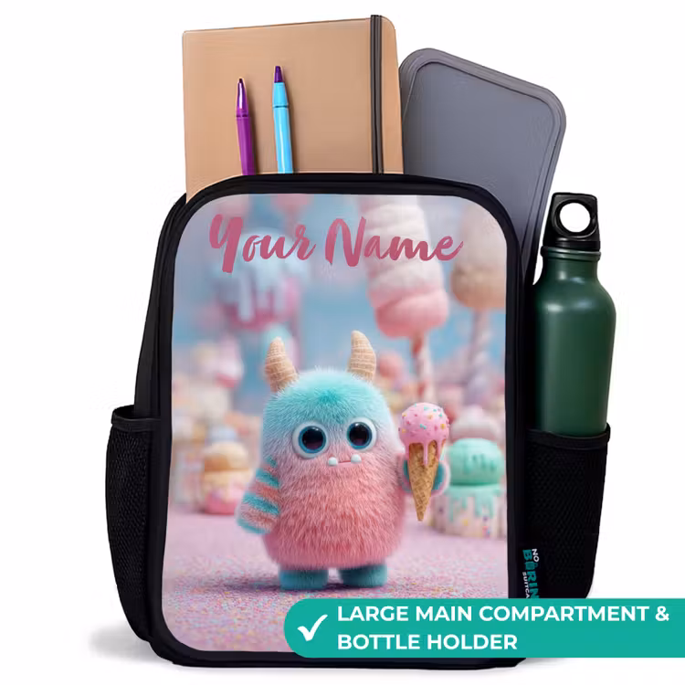 Kids backpack with name - Black - Sweet Monster Candy Adventure — 10