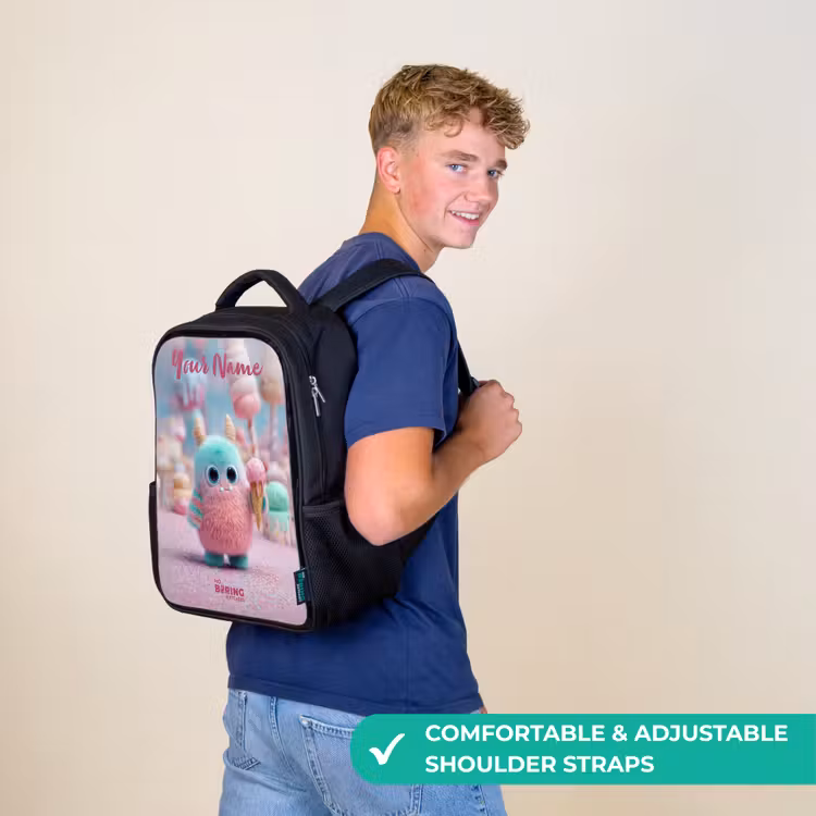Kids backpack with name - Black - Sweet Monster Candy Adventure — 11