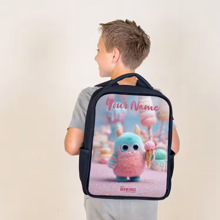 Kids backpack with name - Black - Sweet Monster Candy Adventure — 2
