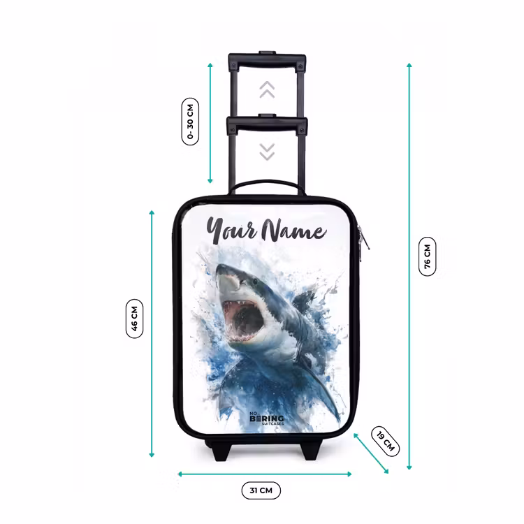 Children's suitcase with name - Attacking shark in watercolor — 3