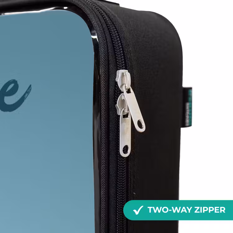 Children's suitcase with name - Blue fluffy monster with horns — 6