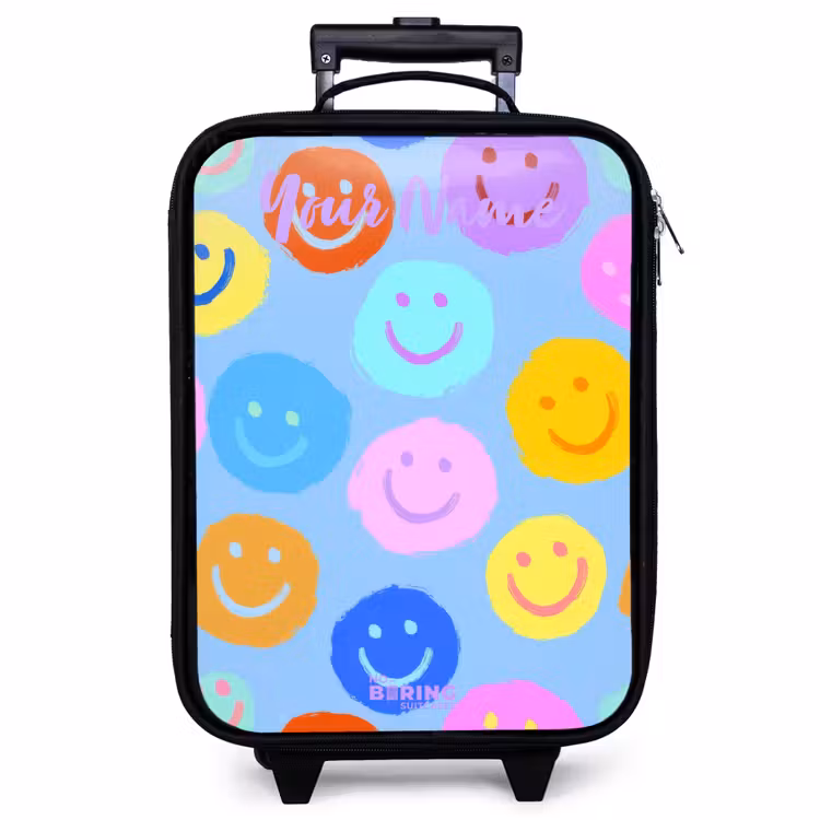 Children's suitcase with name - Cheerful pattern of smileys — 1