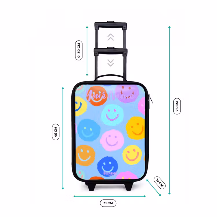 Children's suitcase with name - Cheerful pattern of smileys — 3