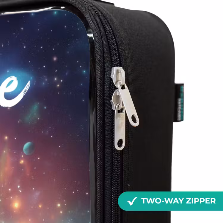 Children's suitcase with name - Green alien creature on lunar landscape — 6