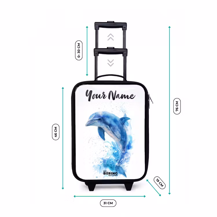 Children's suitcase with name - Jumping blue dolphin — 3