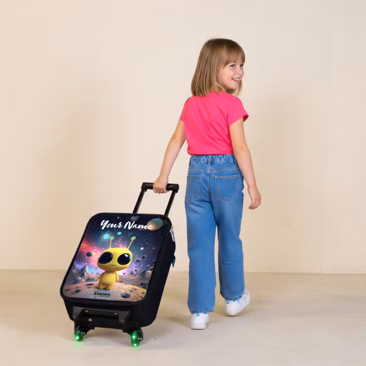 Children's suitcase with name - Merry alien creature — 2