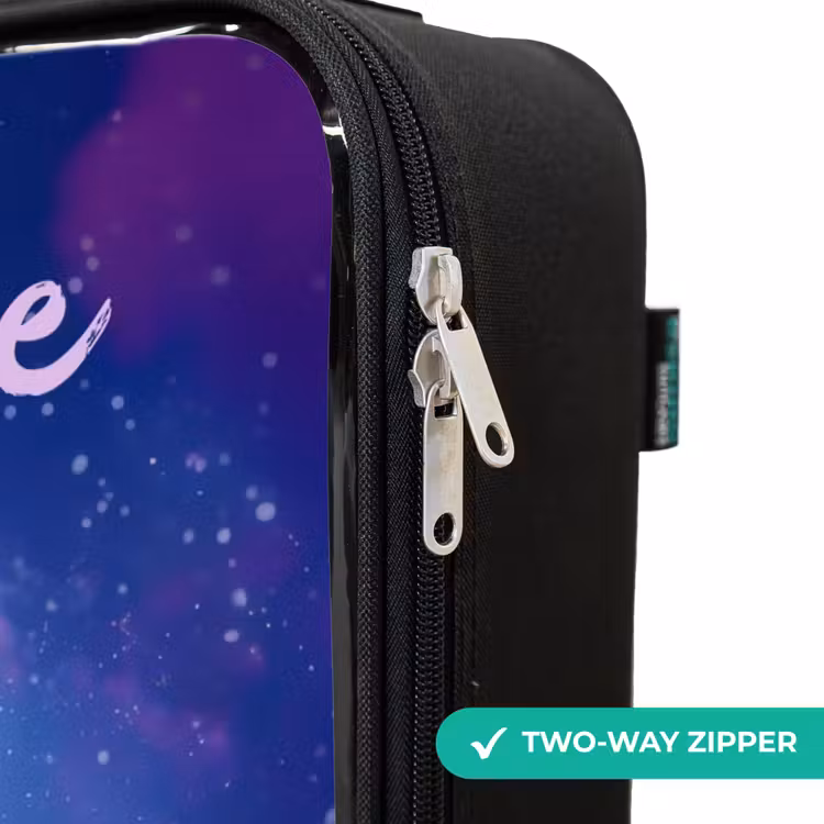 Children's suitcase with name - Merry purple eye in space — 6