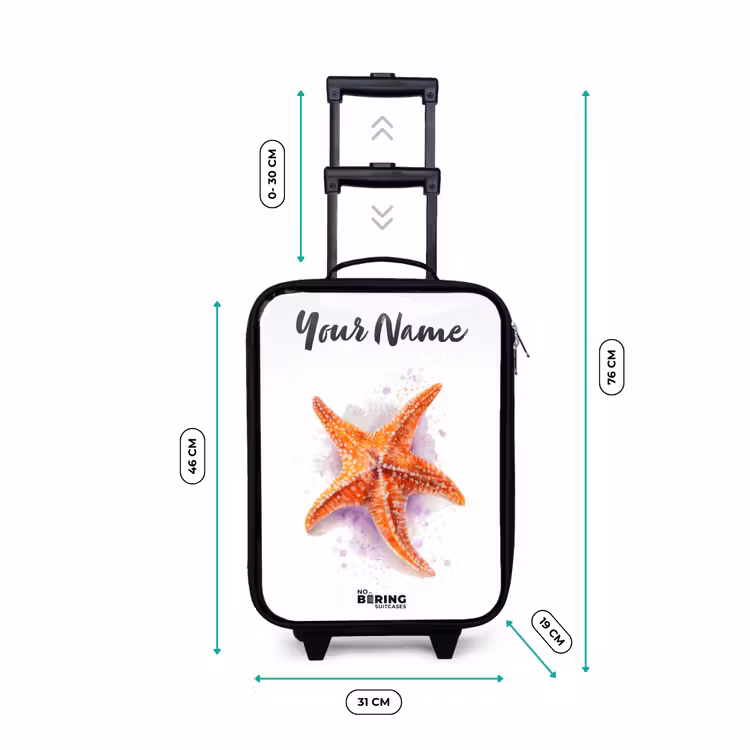 Children's suitcase with name - Orange Starfish Illustration — 3