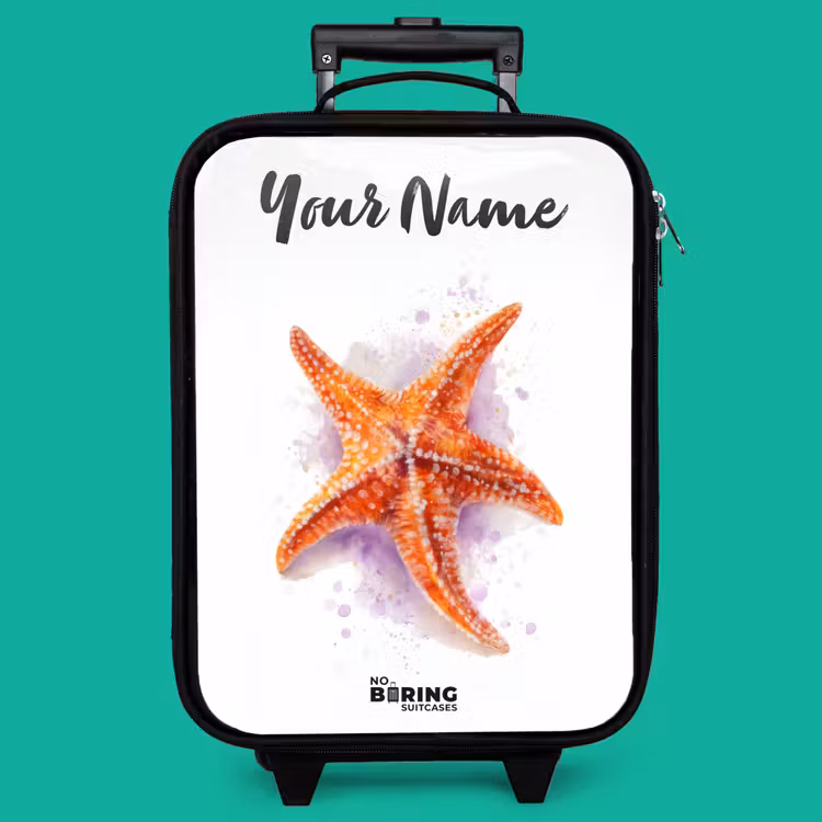 Children's suitcase with name - Orange Starfish Illustration — 4