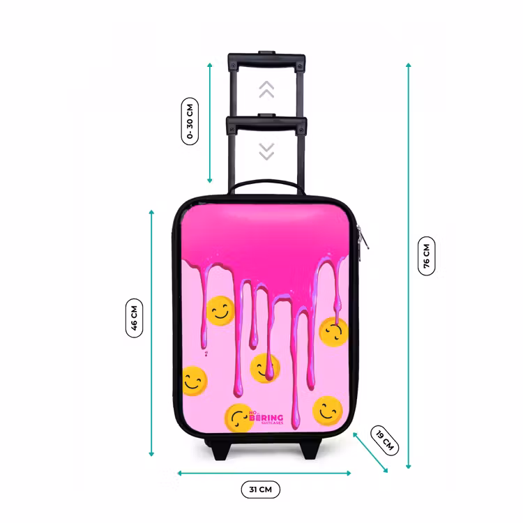 Children's suitcase with name - Paint - Smiley face - Pink — 3