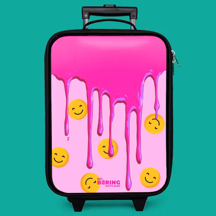 Children's suitcase with name - Paint - Smiley face - Pink — 4
