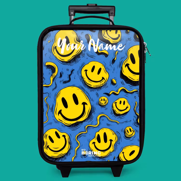 Children's suitcase with name - Smiley - Blue - Yellow — 4