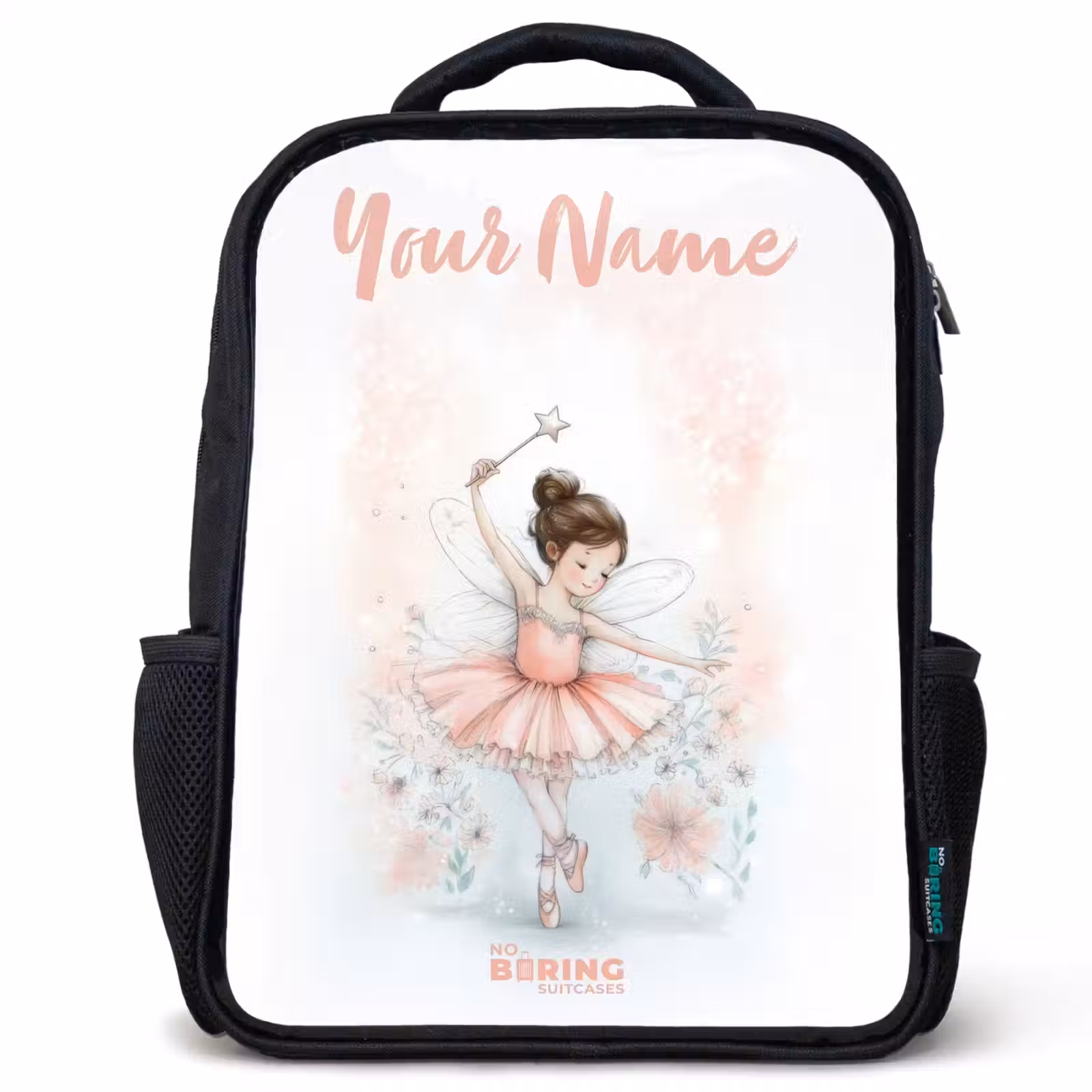 Kids backpack with name - Black - Ballerina - Elf - Fairy — 1