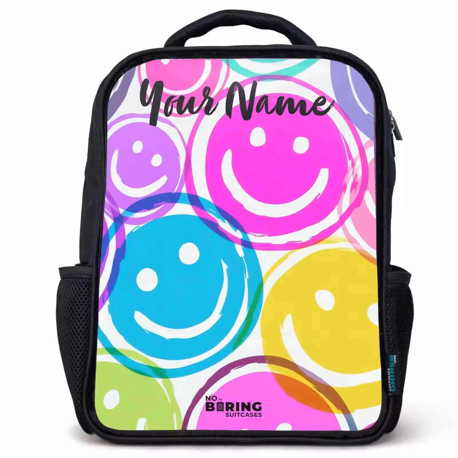 Kids backpack with name - Black - Colorful explosion of smiles — 1