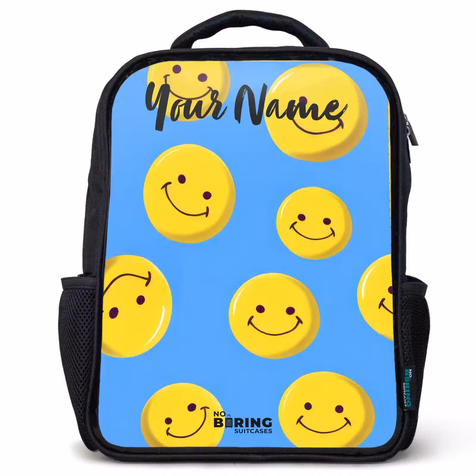 Kids backpack with name - Black - Merry smiley rain — 1