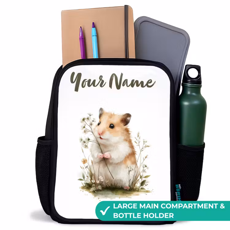 Kids backpack with name - Black - Animal - Nature - Hamster — 10