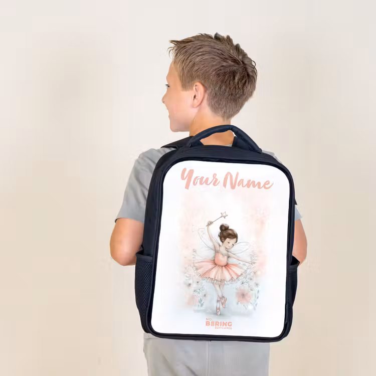 Kids backpack with name - Black - Ballerina - Elf - Fairy — 2