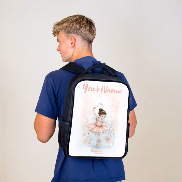 Kids backpack with name - Black - Ballerina - Elf - Fairy — 5