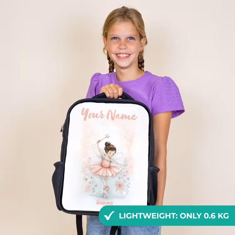 Kids backpack with name - Black - Ballerina - Elf - Fairy — 9
