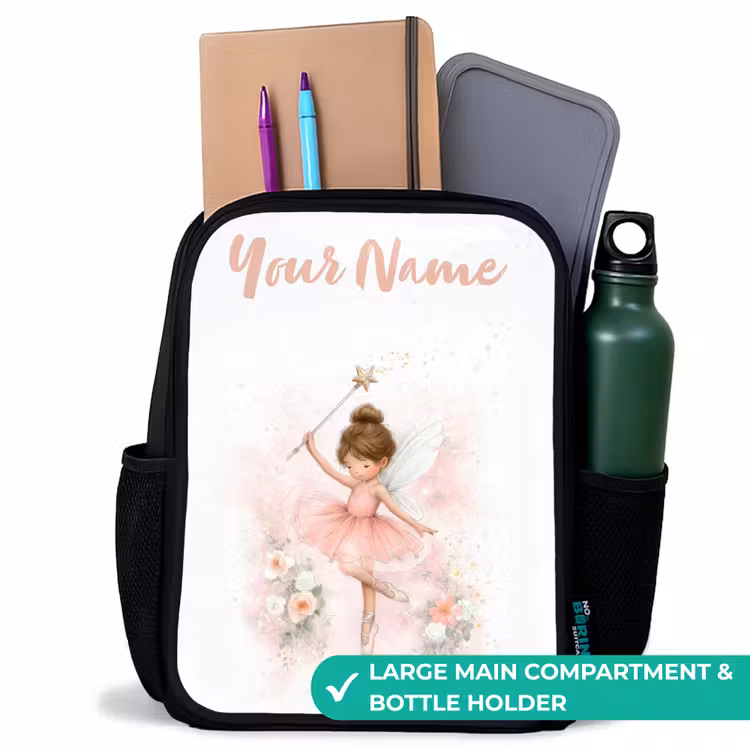 Kids backpack with name - Black - Ballerina fairy in pink — 10