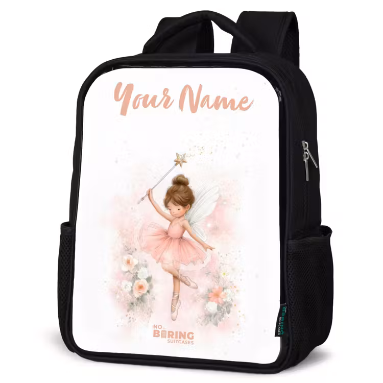 Kids backpack with name - Black - Ballerina fairy in pink — 6