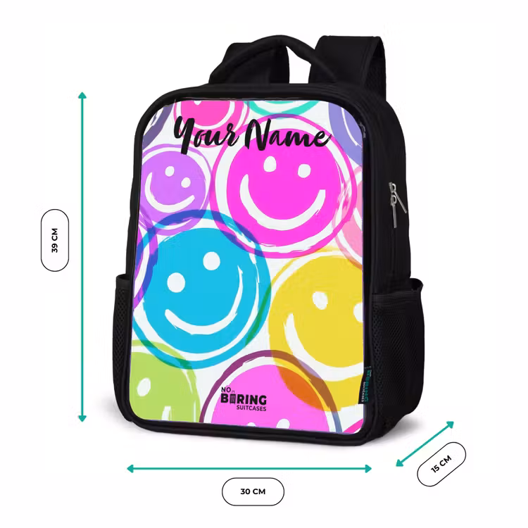 Kids backpack with name - Black - Colorful explosion of smiles — 8