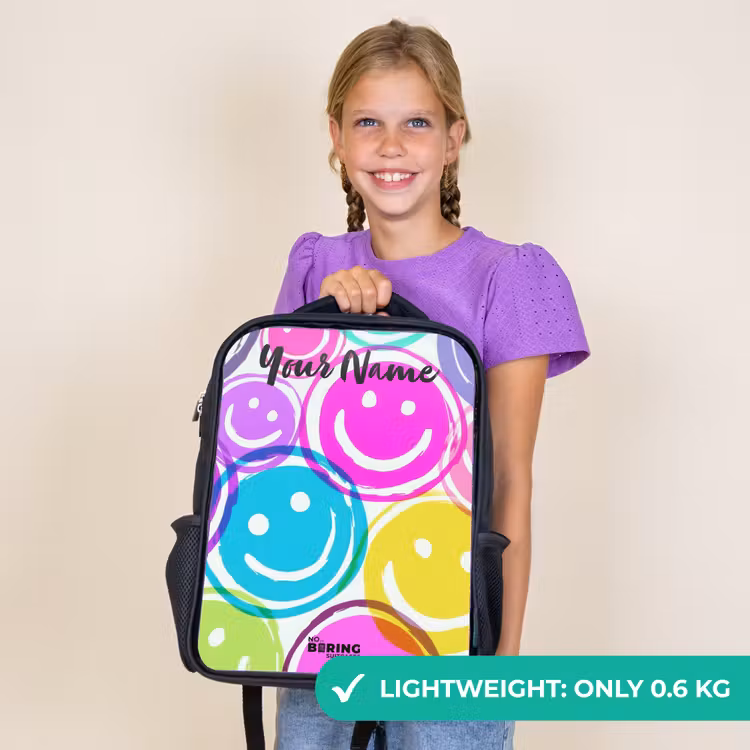 Kids backpack with name - Black - Colorful explosion of smiles — 9