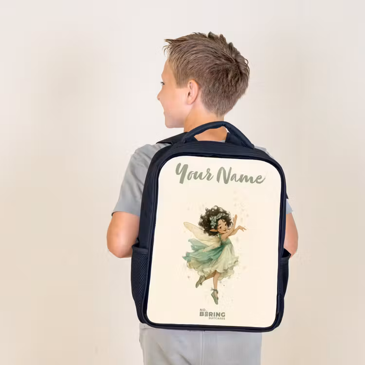 Kids backpack with name - Black - Dancing forest fairy — 2