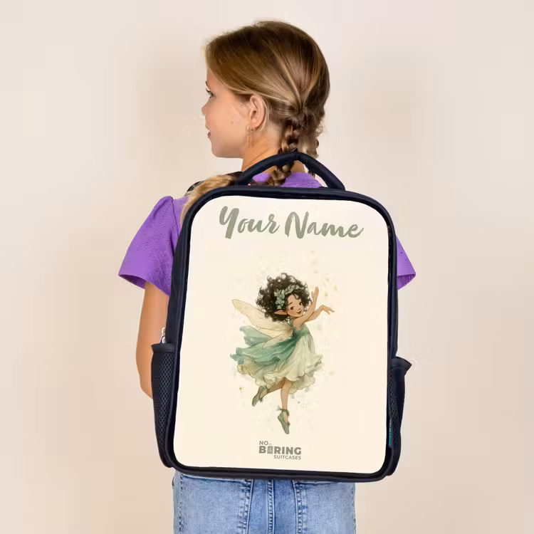 Kids backpack with name - Black - Dancing forest fairy — 4