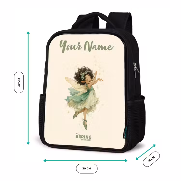 Kids backpack with name - Black - Dancing forest fairy — 8