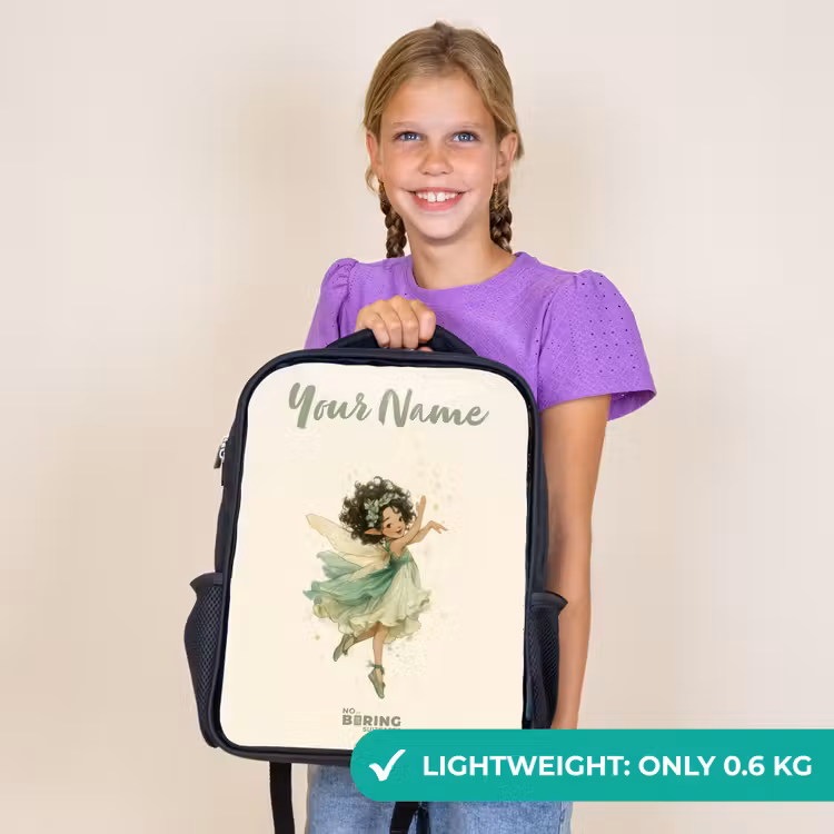 Kids backpack with name - Black - Dancing forest fairy — 9