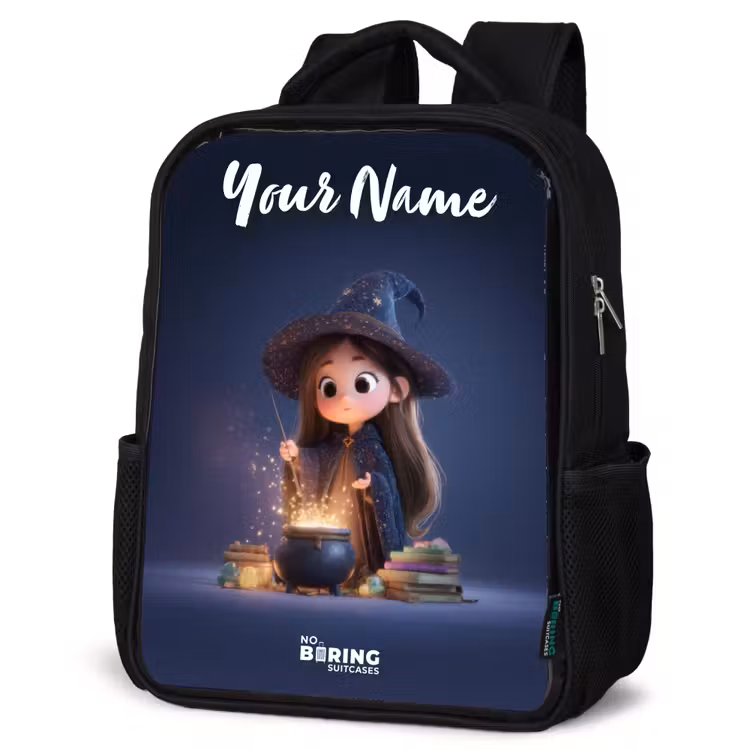 Kids backpack with name - Black - Enchanted girl with cauldron — 6