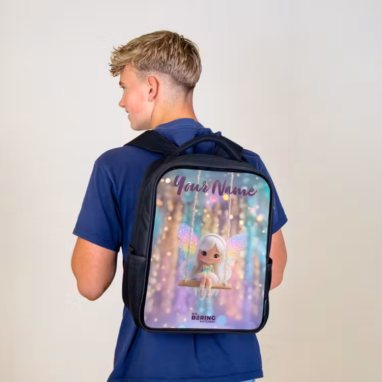 Kids backpack with name - Black - Fairy - Elf - Rainbow — 5