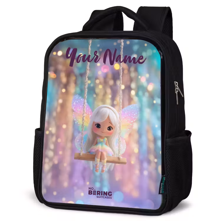 Kids backpack with name - Black - Fairy - Elf - Rainbow — 6