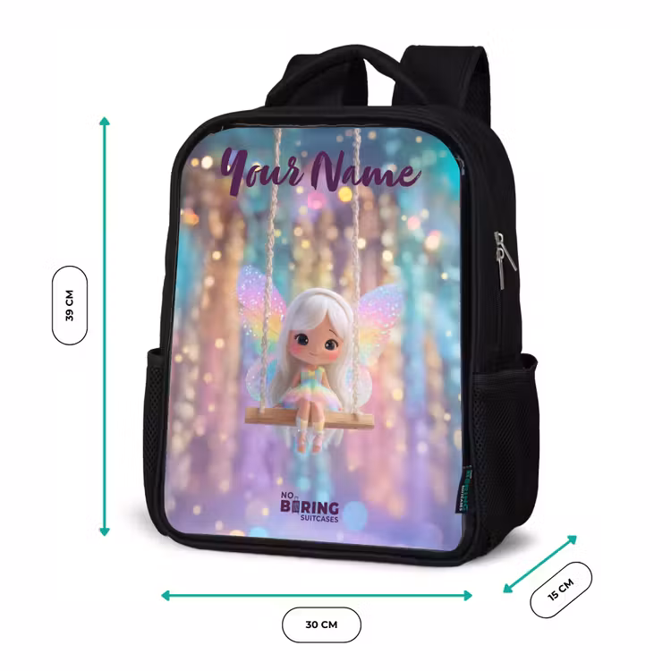 Kids backpack with name - Black - Fairy - Elf - Rainbow — 8