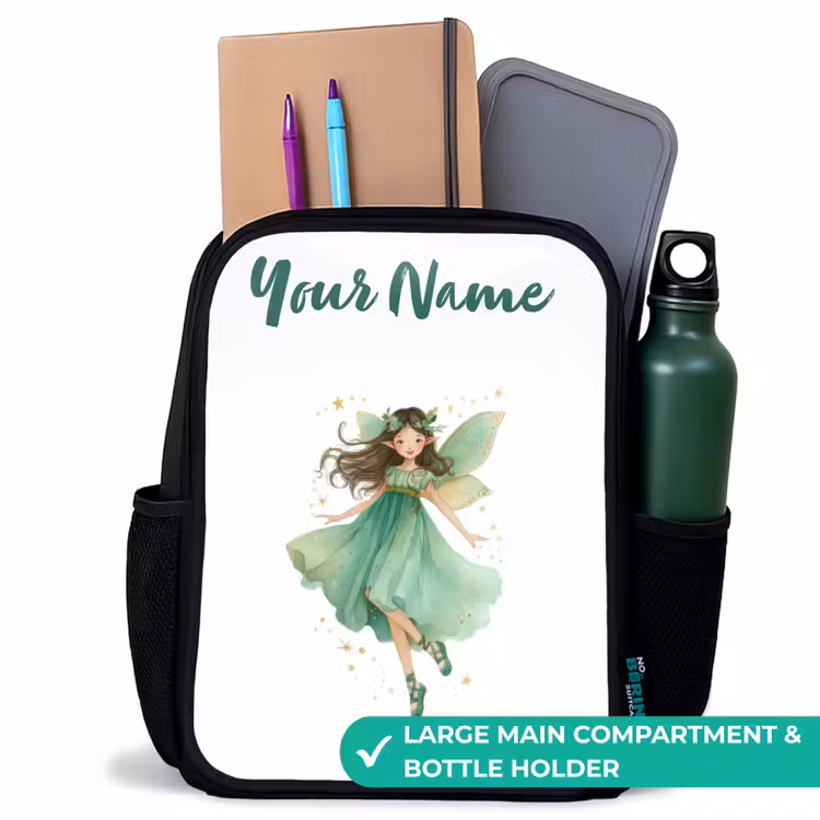 Kids backpack with name - Black - Floating green elf — 10