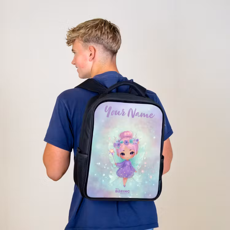 Kids backpack with name - Black - Flower fairy in pastel shine — 5
