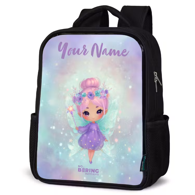 Kids backpack with name - Black - Flower fairy in pastel shine — 6