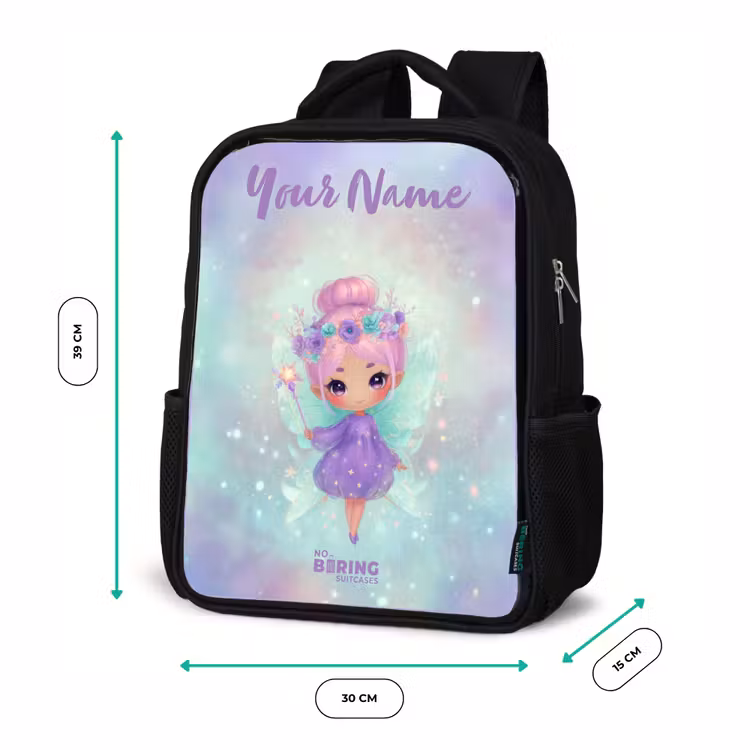 Kids backpack with name - Black - Flower fairy in pastel shine — 8
