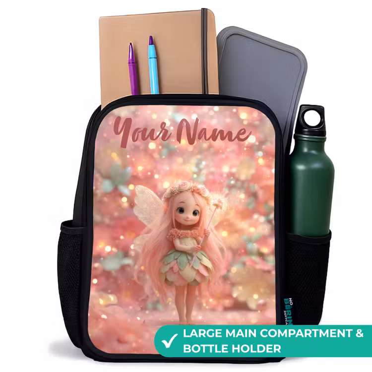 Kids backpack with name - Black - Flower fairy in pink fairy world — 10