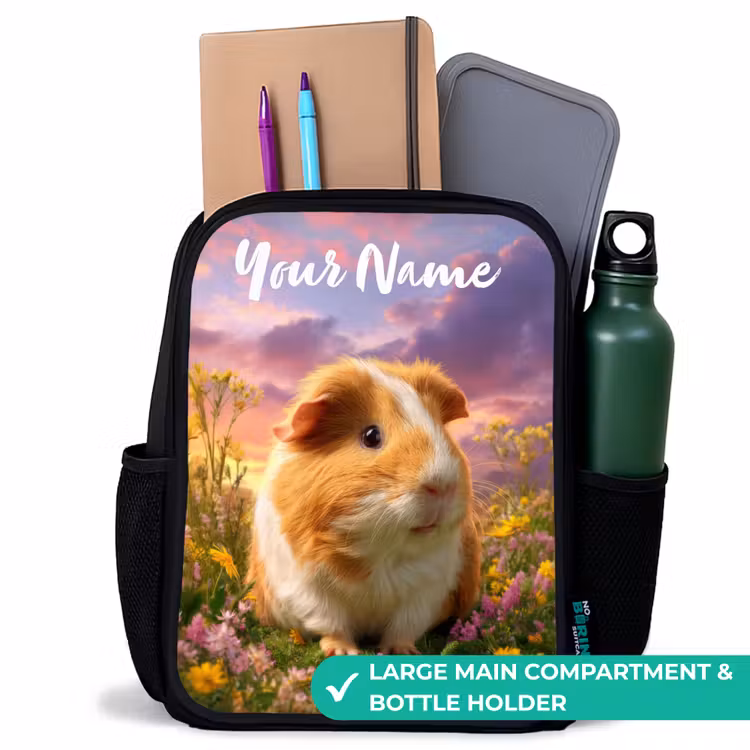 Kids backpack with name - Black - Guinea pig - Nature - Animal — 10