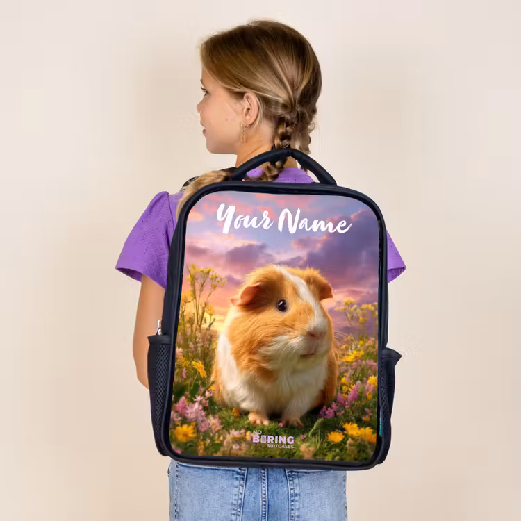 Kids backpack with name - Black - Guinea pig - Nature - Animal — 4