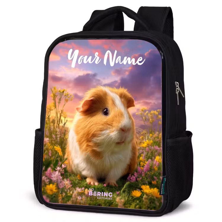 Kids backpack with name - Black - Guinea pig - Nature - Animal — 6
