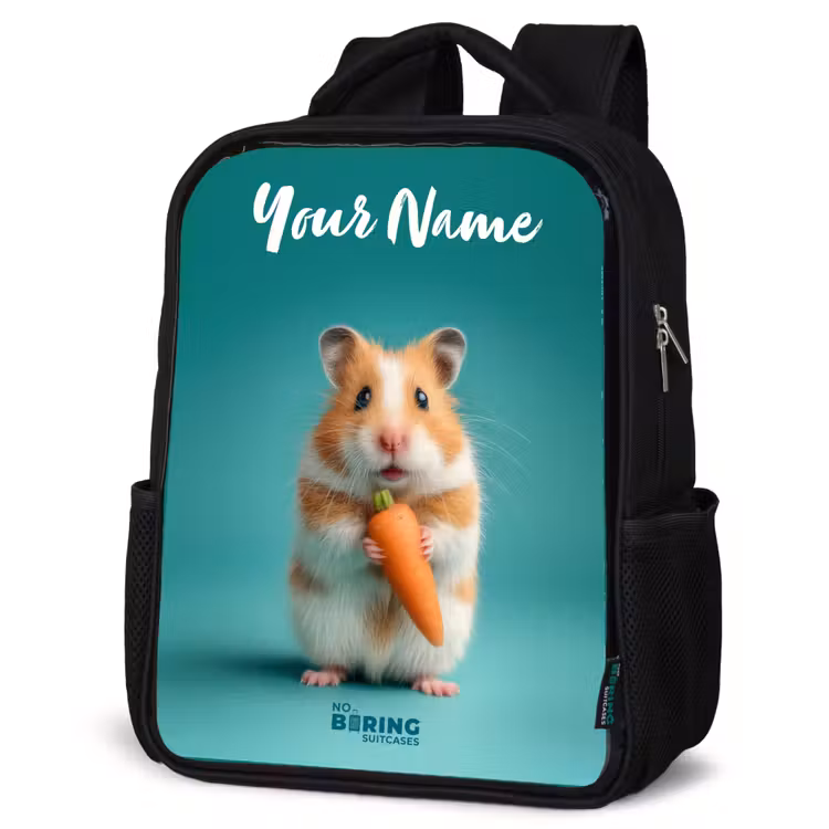 Kids backpack with name - Black - Hamster - Carrot - Animal — 6