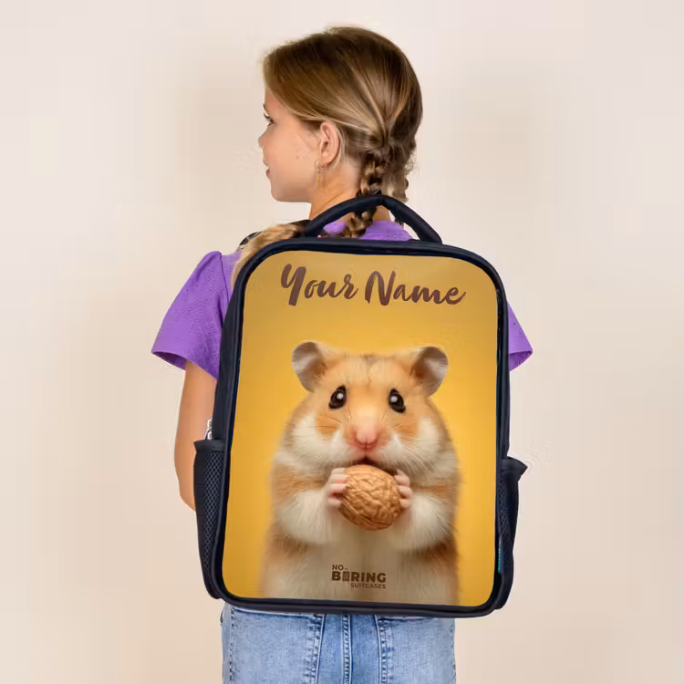 Kids backpack with name - Black - Hamster - Walnut - Animal — 4