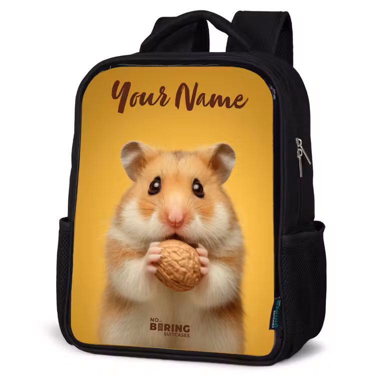 Kids backpack with name - Black - Hamster - Walnut - Animal — 6